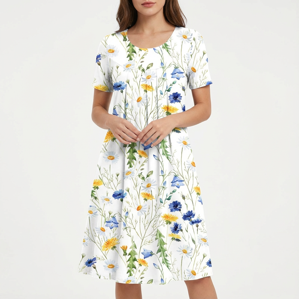 Barbara | Vestito midi svasato con stampa floreale da donna