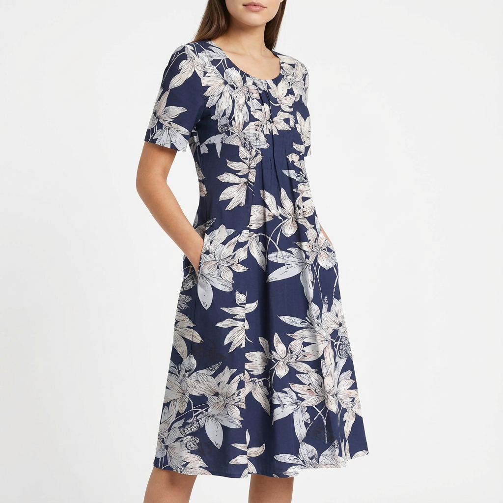 Barbara | Vestito midi svasato con stampa floreale da donna