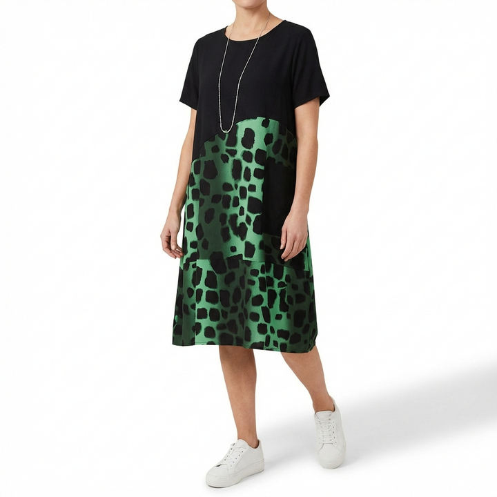 Berta | Vestito Midi Combinato Stampato Donna Casual