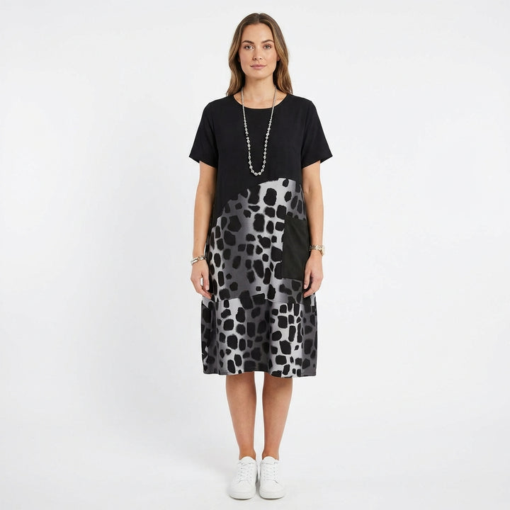 Berta | Vestito Midi Combinato Stampato Donna Casual