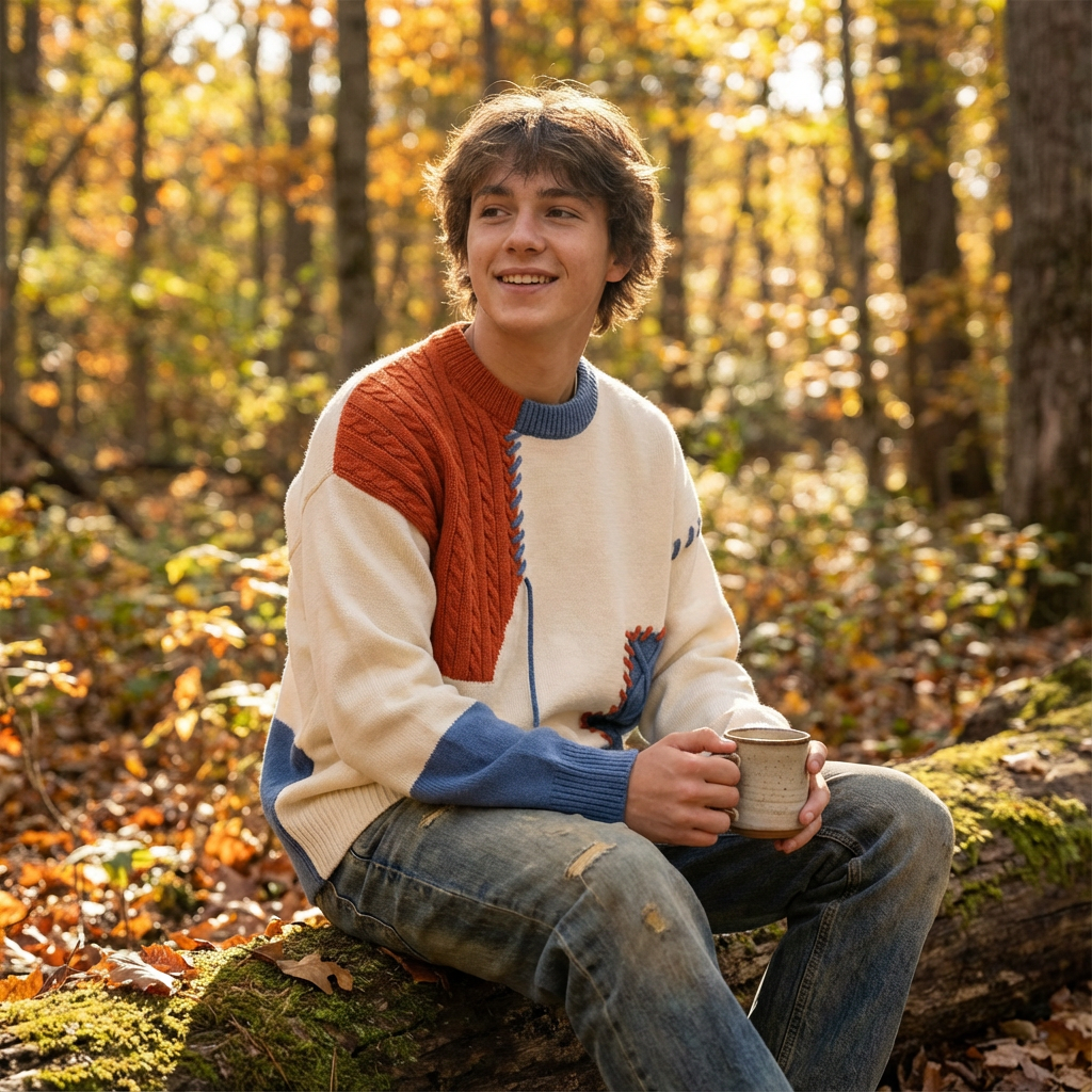 Blake | Maglione Girocollo con Blocchi di Colore da Uomo