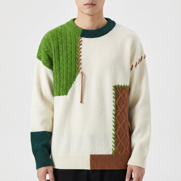 Blake | Maglione Girocollo con Blocchi di Colore da Uomo