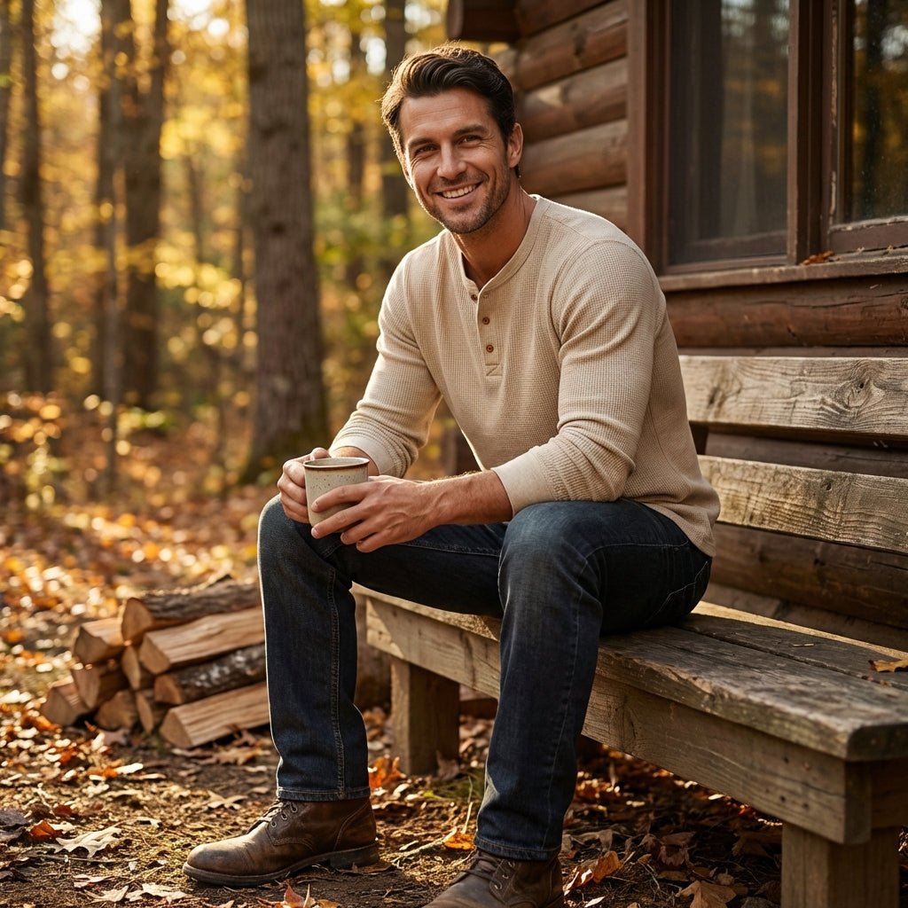 Braulio | Maglietta da uomo Henley a manica lunga casual