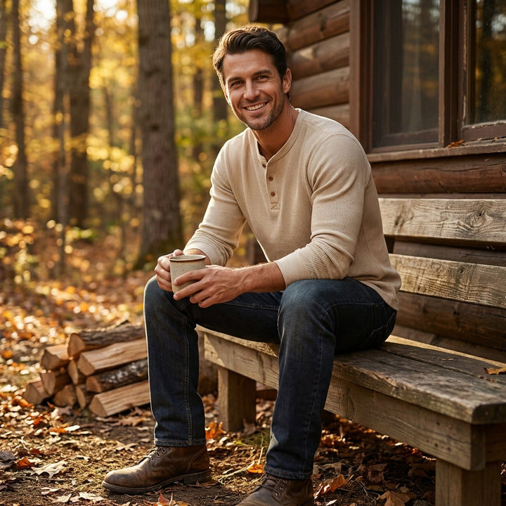 Braulio | Maglietta da uomo Henley a manica lunga casual