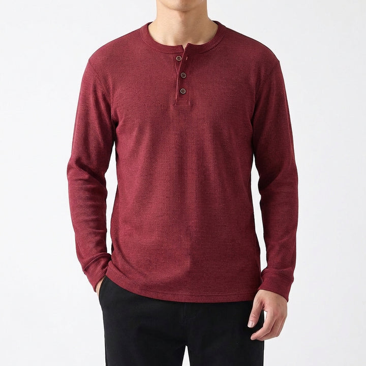 Braulio | Maglietta da uomo Henley a manica lunga casual