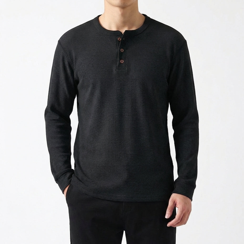 Braulio | Maglietta da uomo Henley a manica lunga casual