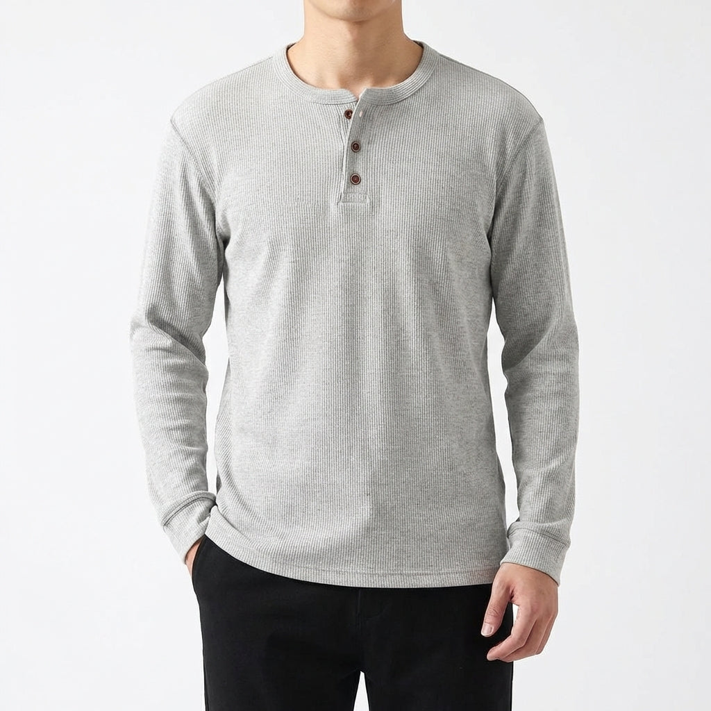 Braulio | Maglietta da uomo Henley a manica lunga casual