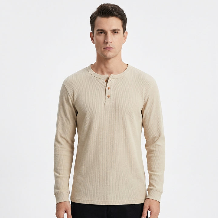 Braulio | Maglietta da uomo Henley a manica lunga casual