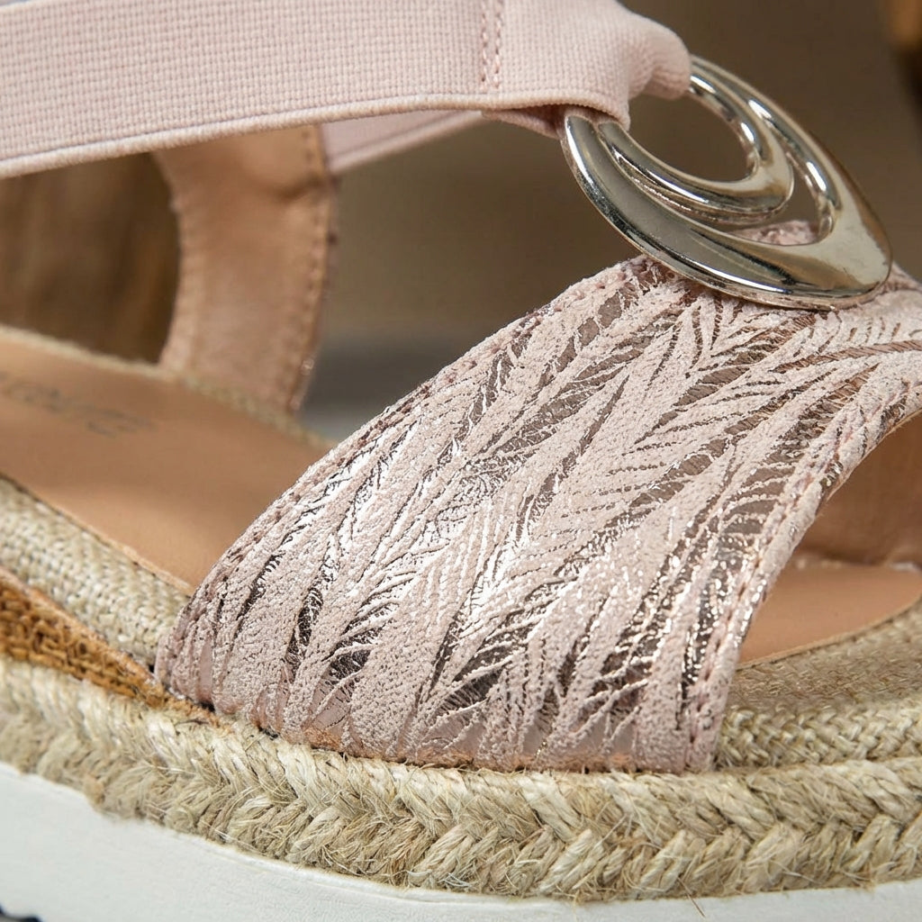 Candela | Sandali Donna con Zeppa in Esparto e Fascia a T