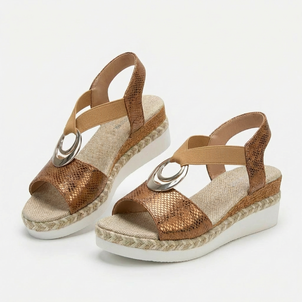 Candela | Sandali Donna con Zeppa in Esparto e Fascia a T