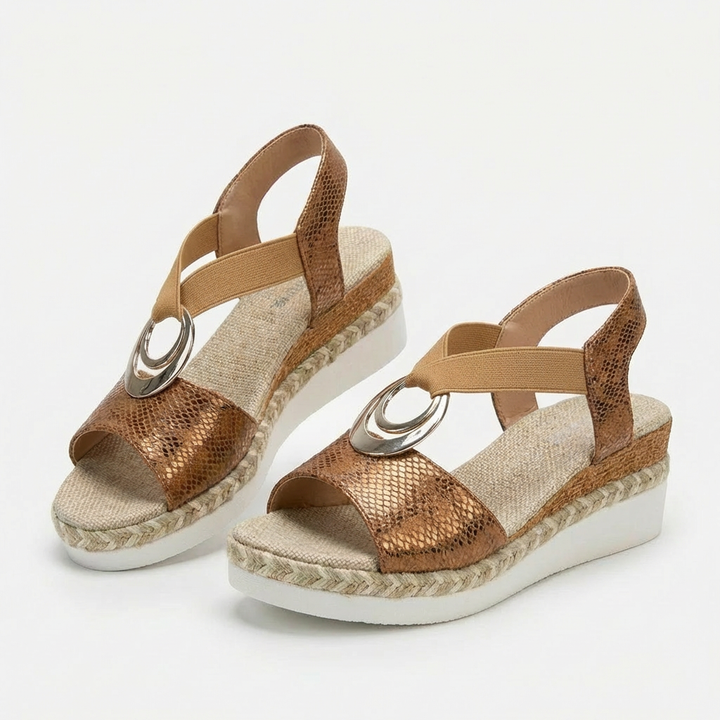 Candela | Sandali Donna con Zeppa in Esparto e Fascia a T