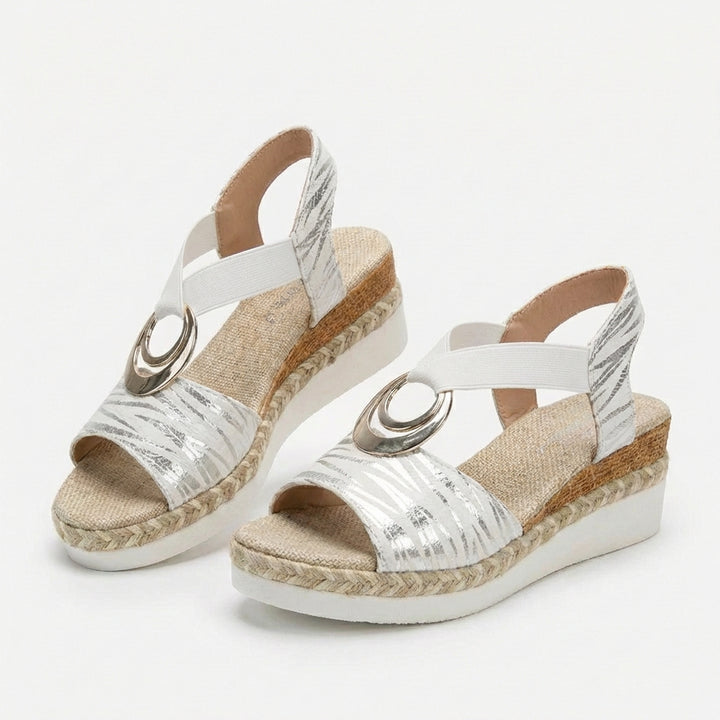 Candela | Sandali Donna con Zeppa in Esparto e Fascia a T