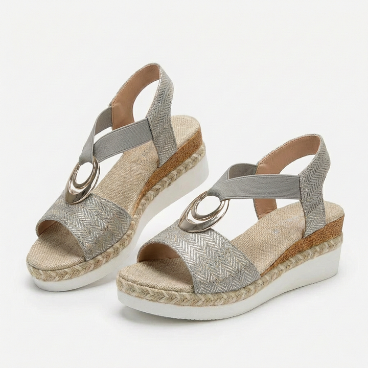 Candela | Sandali Donna con Zeppa in Esparto e Fascia a T