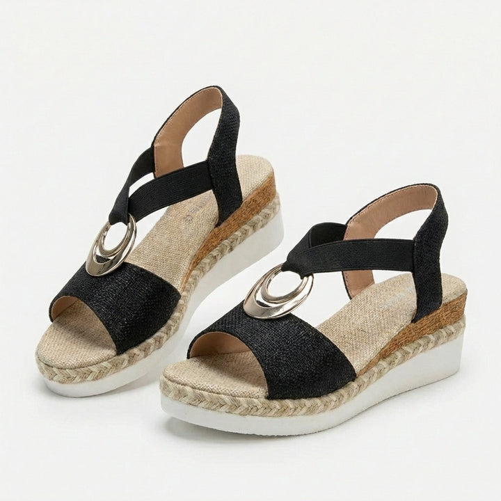 Candela | Sandali Donna con Zeppa in Esparto e Fascia a T