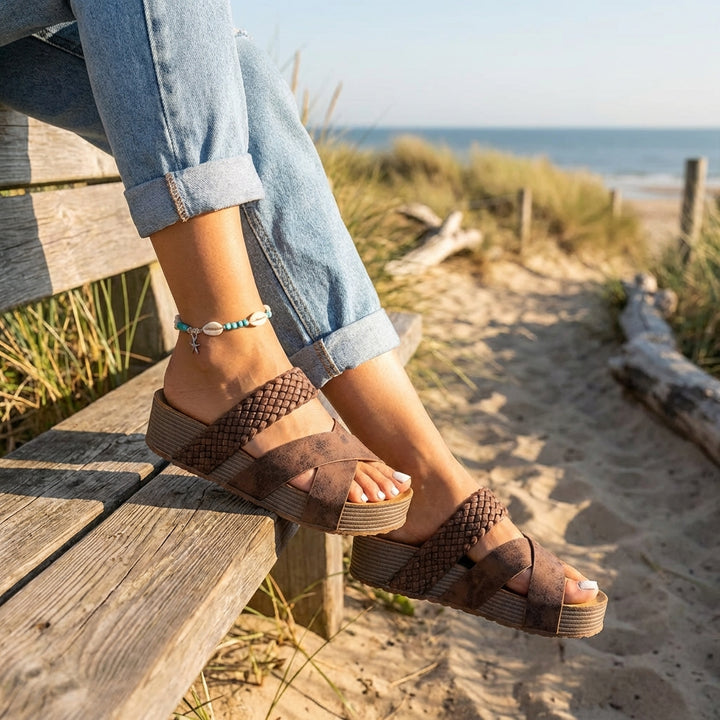 Candela | Sandali con Zeppa e Fasce Incrociate Donna