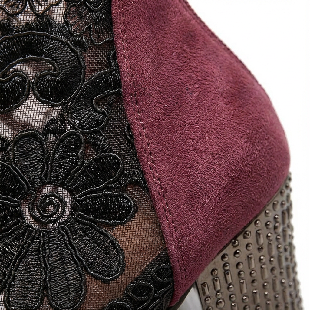 Candice | Stivaletti da Donna con Tacco Largo e Pizzo