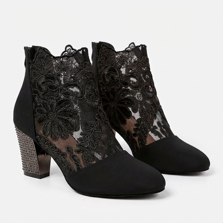 Candice | Stivaletti da Donna con Tacco Largo e Pizzo