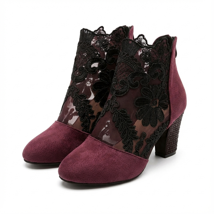 Candice | Stivaletti da Donna con Tacco Largo e Pizzo