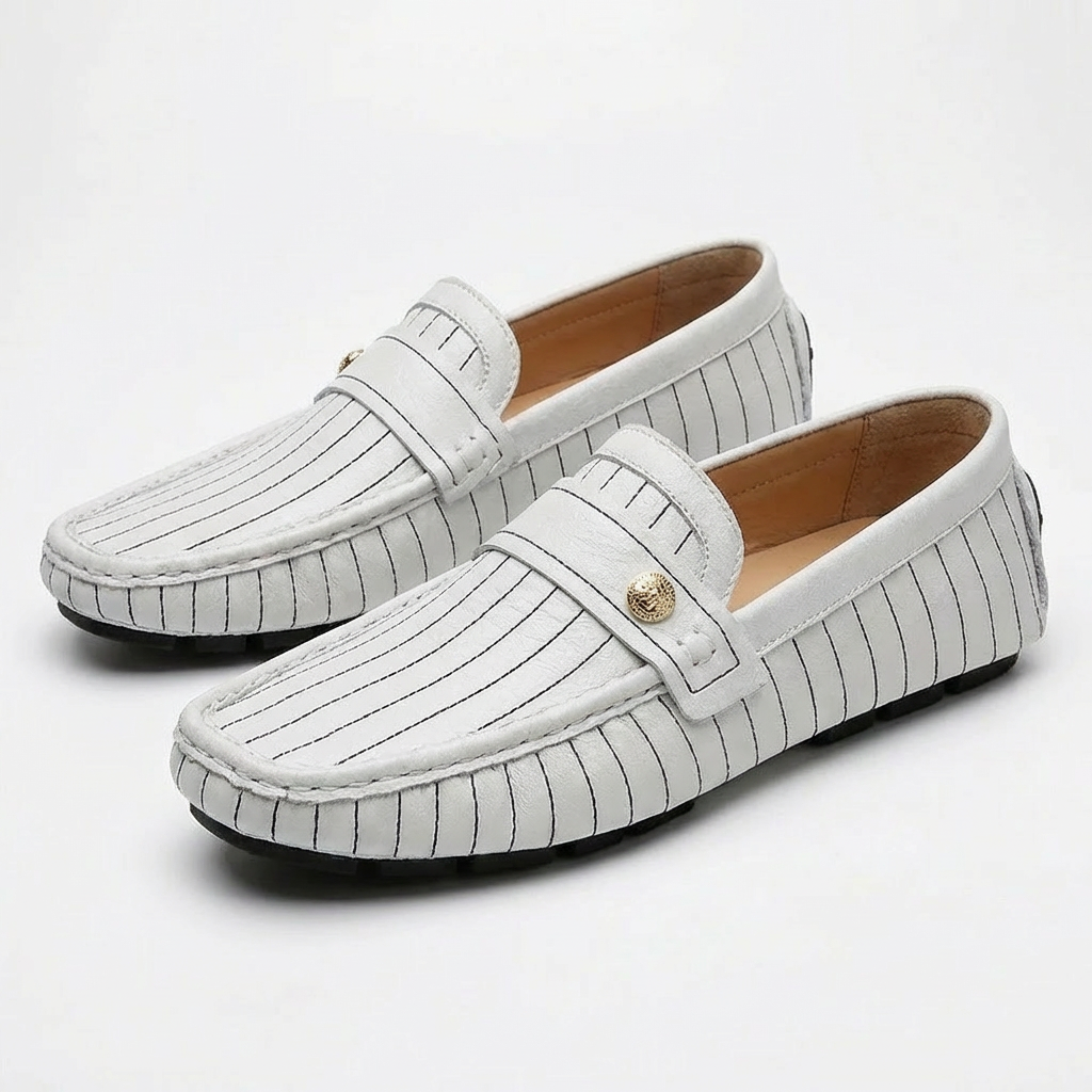 Carlos | Mocasines Hombre Con Costuras Contraste Y Botón Decorativo | Moderno