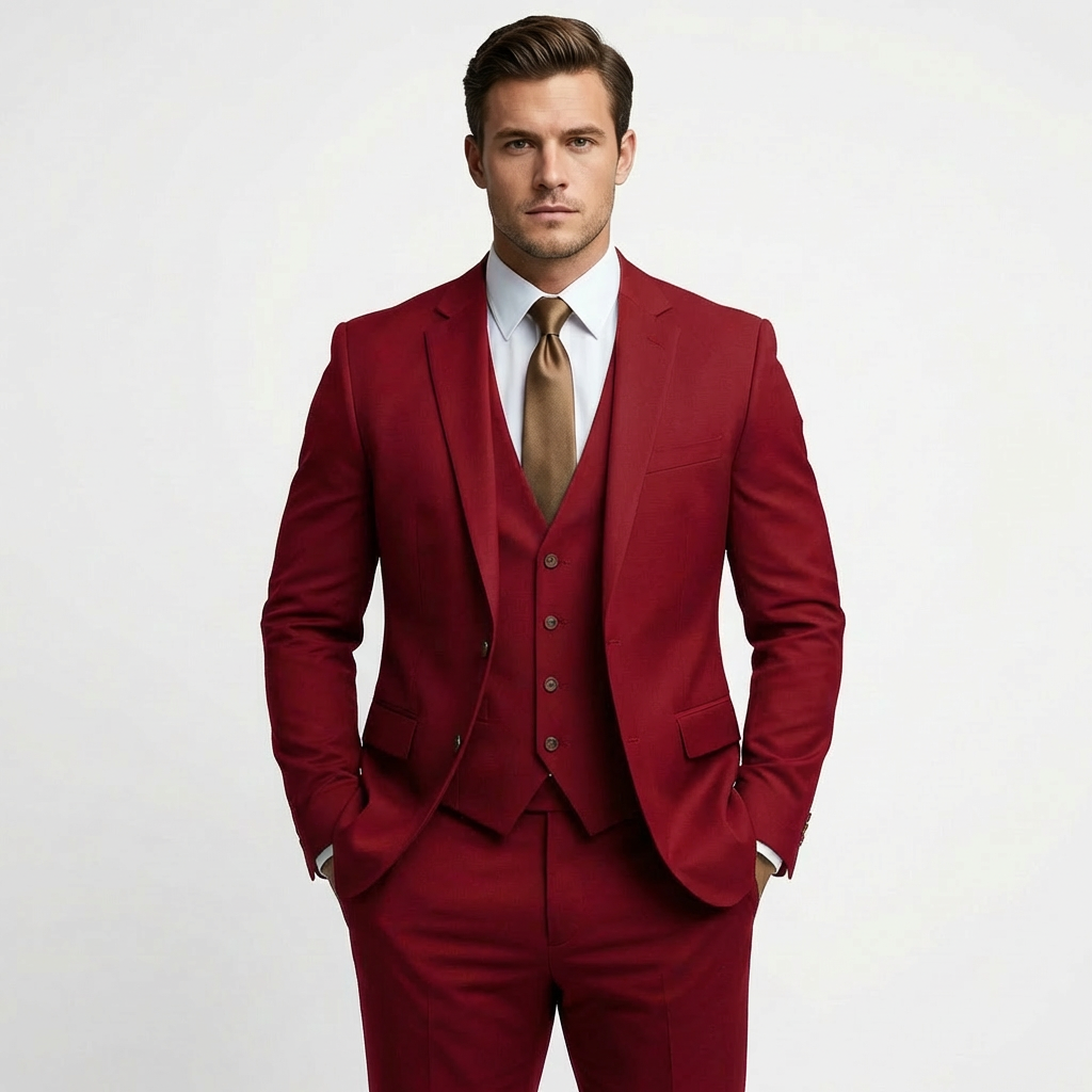 Carlos | Traje De Novio Hombre Con Chaleco Escote V Y Solapa De Muesca | Elegante