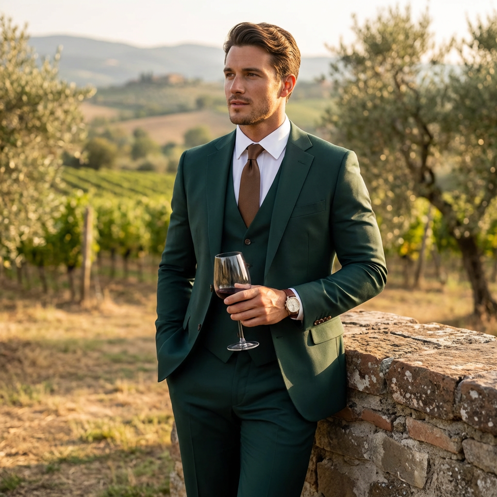 Carlos | Traje De Novio Hombre Con Chaleco Escote V Y Solapa De Muesca | Elegante