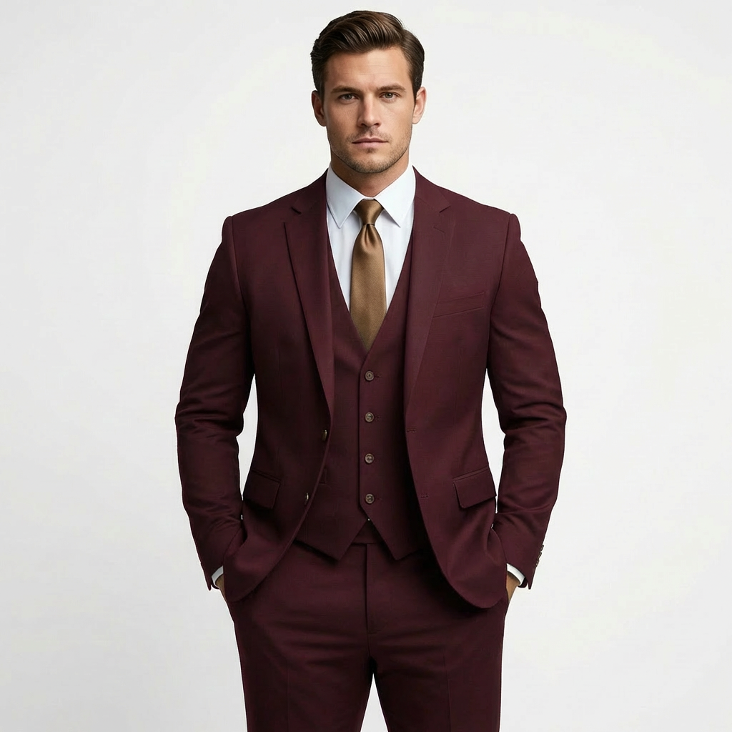 Carlos | Traje De Novio Hombre Con Chaleco Escote V Y Solapa De Muesca | Elegante