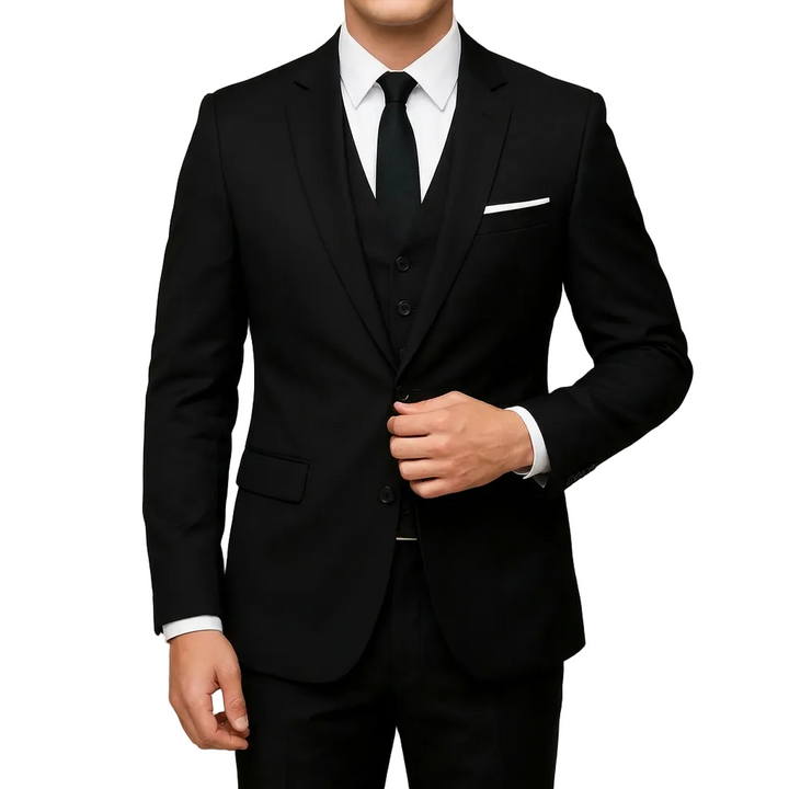 Carlos | Traje Tres Piezas Hombre Con Solapa De Muesca Y Chaleco | Elegante