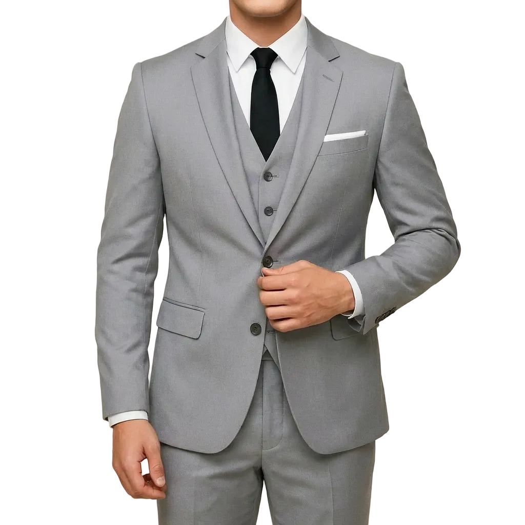 Carlos | Traje Tres Piezas Hombre Con Solapa De Muesca Y Chaleco | Elegante