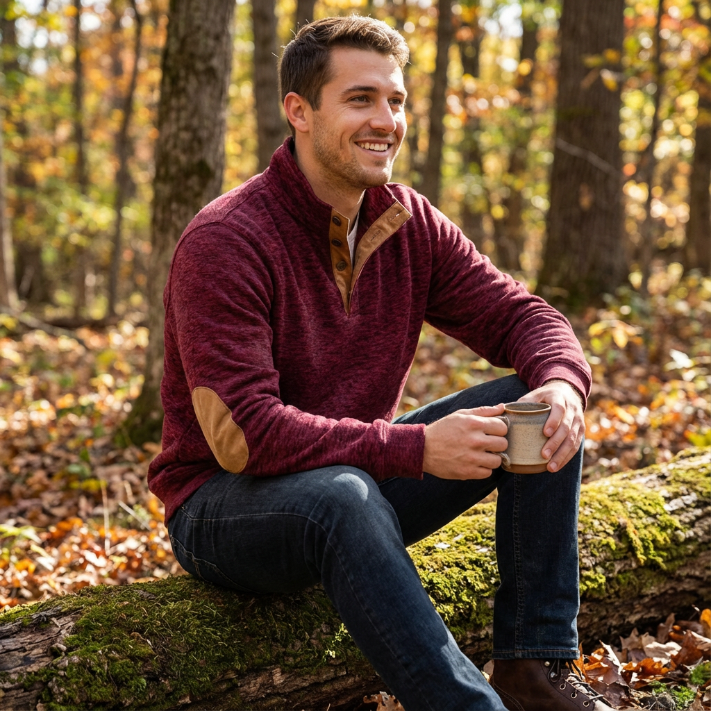 Carlton | Suéter de Hombre con Cuello Abotonado con Cuarto Botón