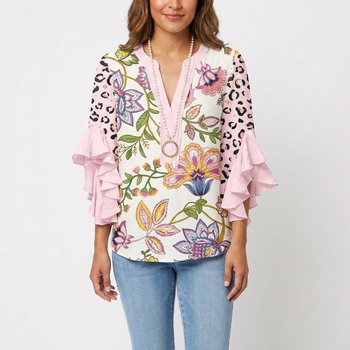 Carmen | Blusa Stampata con Manica a Volant Donna Boho