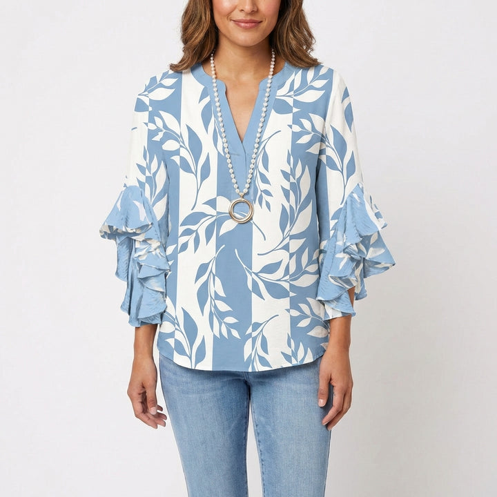 Carmen | Blusa Stampata con Manica a Volant Donna Boho
