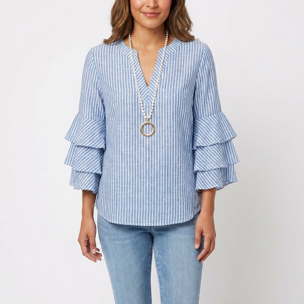 Carmen | Blusa Stampata con Manica a Volant Donna Boho