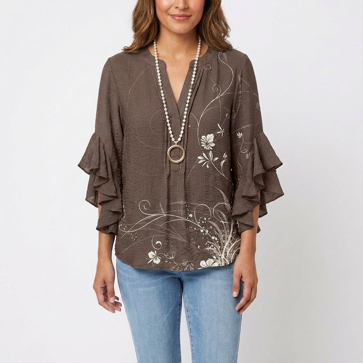 Carmen | Blusa Stampata con Manica a Volant Donna Boho