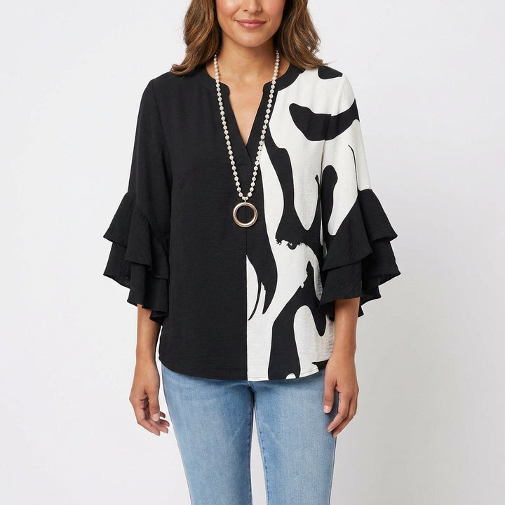 Carmen | Blusa Stampata con Manica a Volant Donna Boho