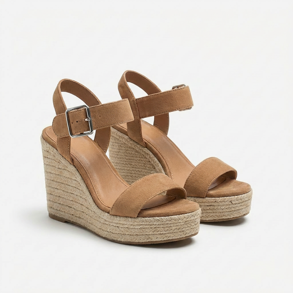 Carmen | Sandalias Cuña Mujer Con Plataforma Esparto Y Tira Al Tobillo | Veraniego