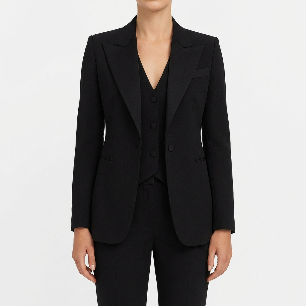 Carmen | Traje Tres Piezas Mujer Con Chaleco Con Solapa Y Pantalón Slim | Ejecutivo