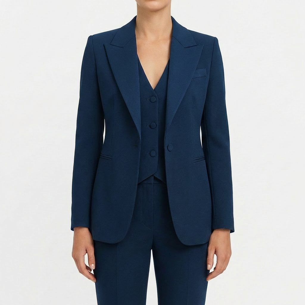 Carmen | Traje Tres Piezas Mujer Con Chaleco Con Solapa Y Pantalón Slim | Ejecutivo