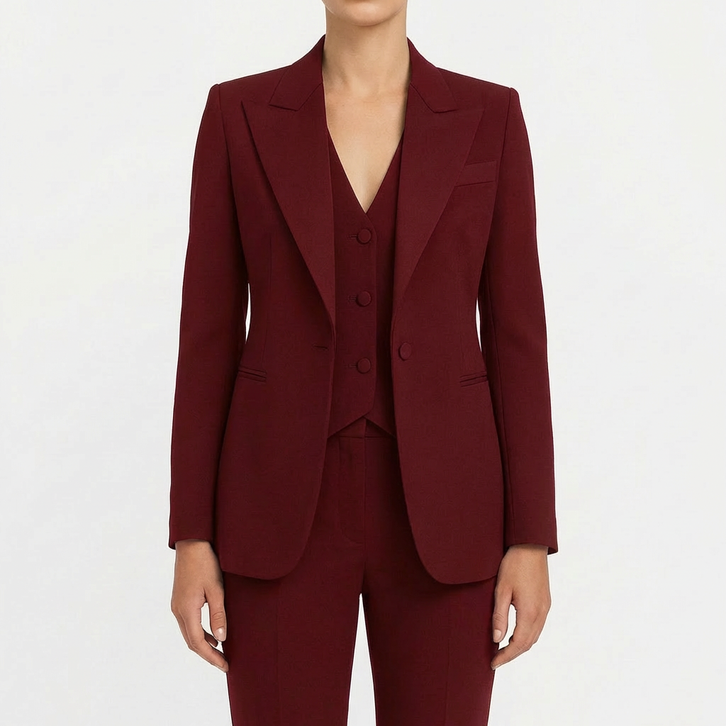 Carmen | Traje Tres Piezas Mujer Con Chaleco Con Solapa Y Pantalón Slim | Ejecutivo