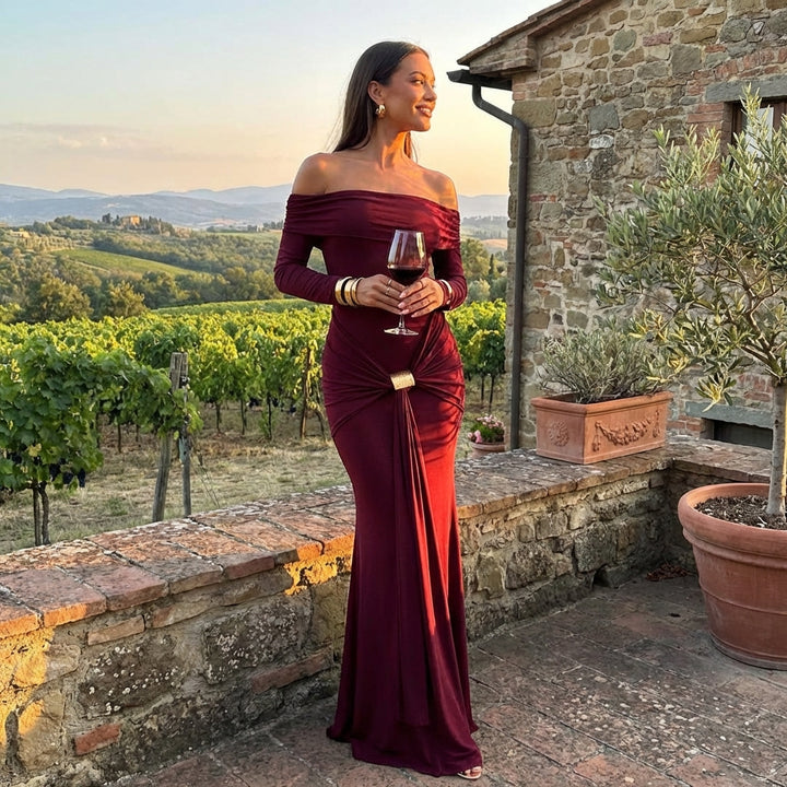 Carmen | Abito da Festa Donna con Spalle Scoperte e Dettaglio Annodato | Elegante