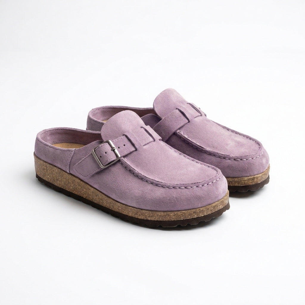 Carmen | Zoccoli Donna con Fibbia Decorativa e Cuciture Visibili | Retrò