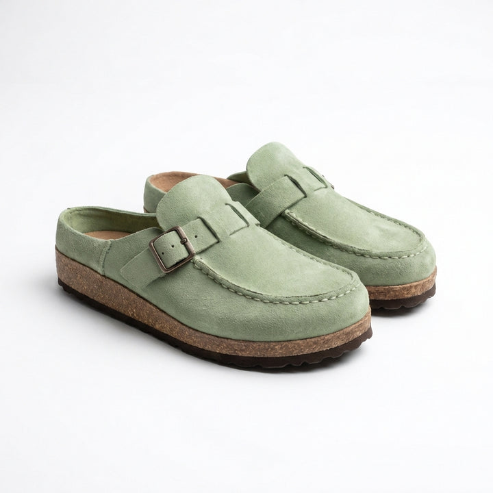 Carmen | Zoccoli Donna con Fibbia Decorativa e Cuciture Visibili | Retrò