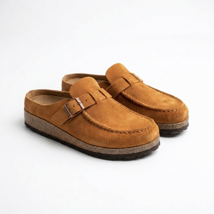 Carmen | Zoccoli Donna con Fibbia Decorativa e Cuciture Visibili | Retrò