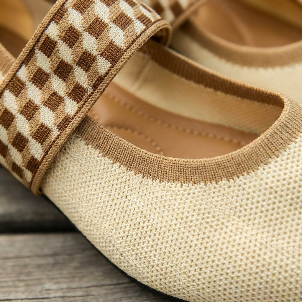 Catalina | Donna Ballerine Punta Cinturino Quadri