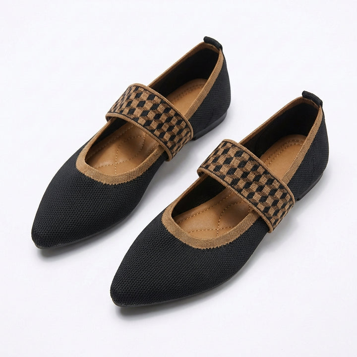 Catalina | Donna Ballerine Punta Cinturino Quadri