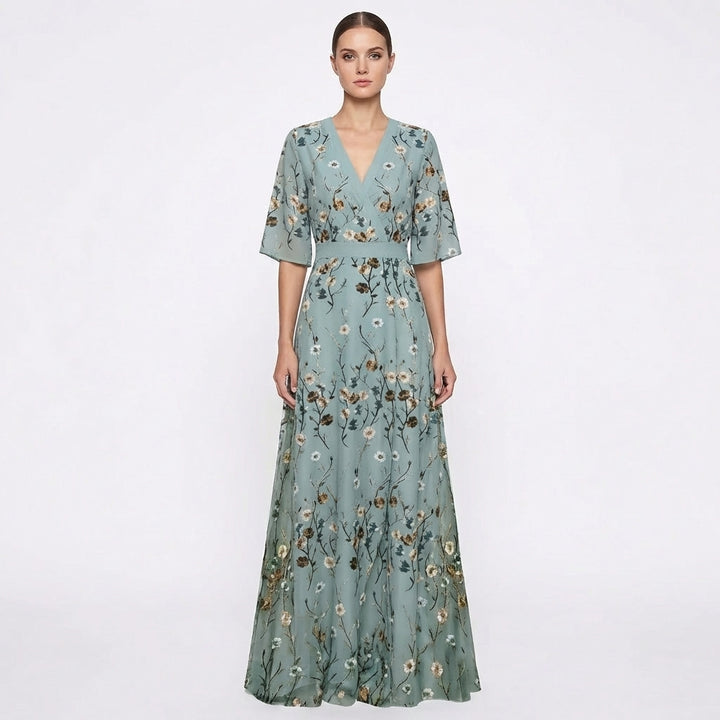 Celia | Abito Lungo Femminile a Fiori con Scollo Incrociato