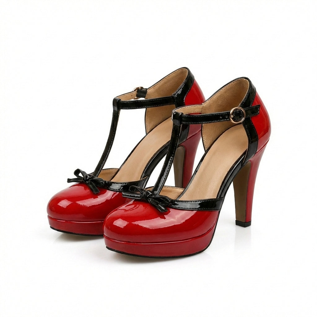 Celia | Scarpe con Tacco Alto e Fascia a T con Fiocco Donna