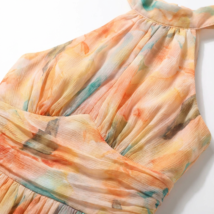 Chelsea | Durazno Vestido Maxi Halter de Mujer