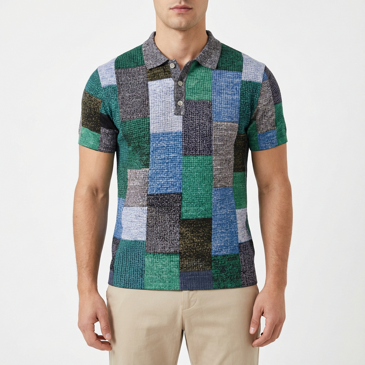 Danny | Polo de Manga Corta con Diseño Patchwork para Hombre