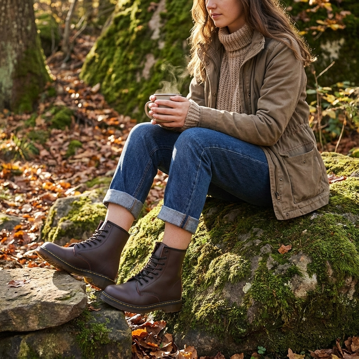 Denise | Stivali militari alla caviglia con lacci da donna