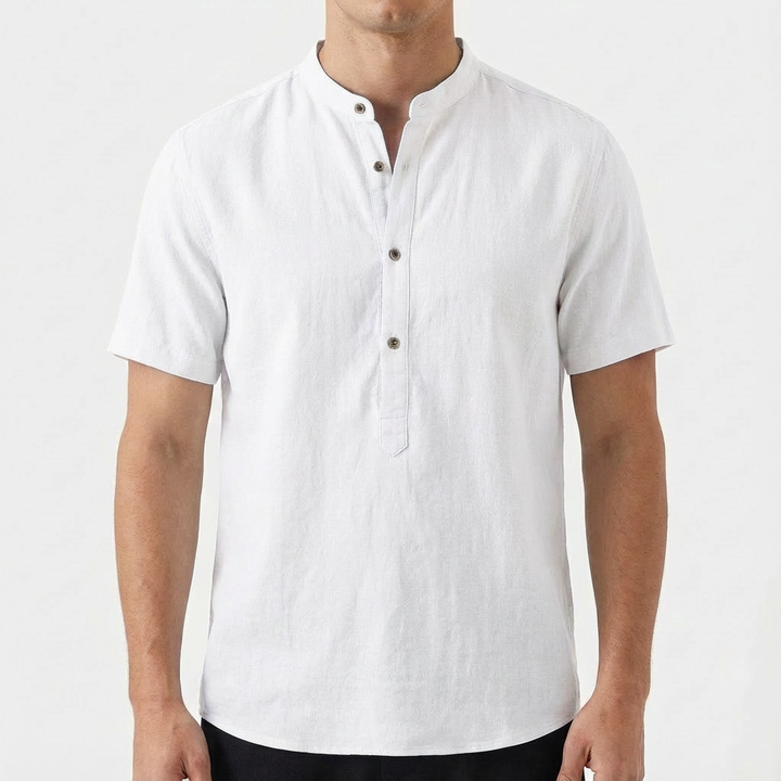 Diego | Camisa Hombre Con Cuello Mao Y Manga Corta | Casual